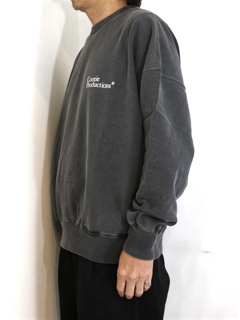 COOTIE PRODUCTIONS - Pigment Dyed Open End Yarn Sweat Crew (BLACK 