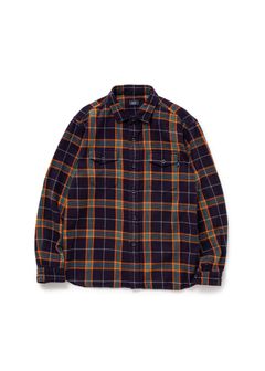 2024 AUTUMN SHIRT STYLE-RATS / COTTON FLANNEL NAVY CHECK SHIRT