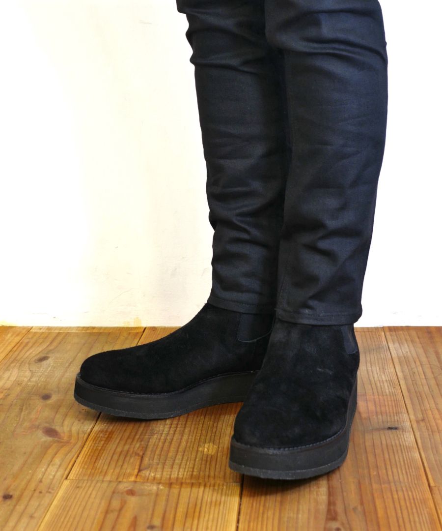 MINEDENIM - Suede Leather Side Gore Boots (BLK) / スウェード レザー サイドゴア ブーツ |  LOOPHOLE