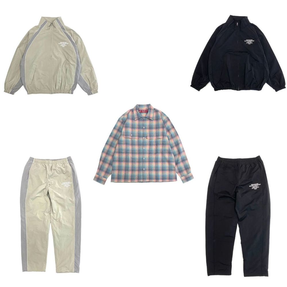 HIDE AND SEEK 新作販売告知 / スポーティーなセットアップ&春めいたカラーのチェックシャツ。