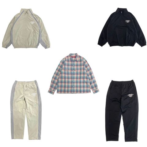 HIDE AND SEEK 新作販売告知 / スポーティーなセットアップ&春めいたカラーのチェックシャツ。