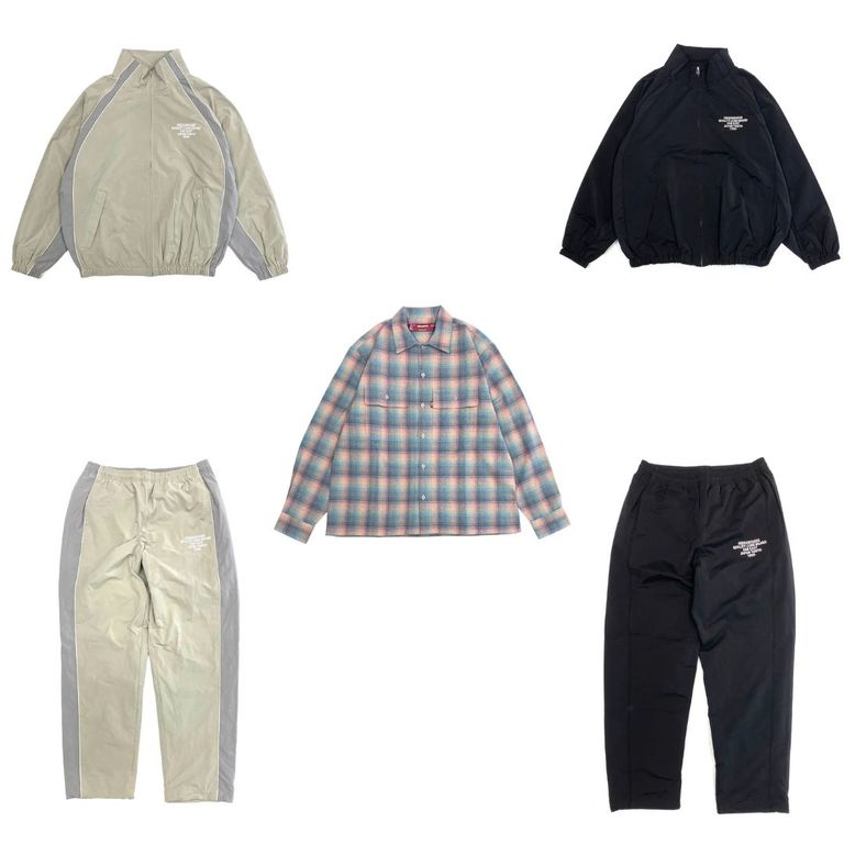 HIDE AND SEEK 新作販売告知 / スポーティーなセットアップ&春めいたカラーのチェックシャツ。