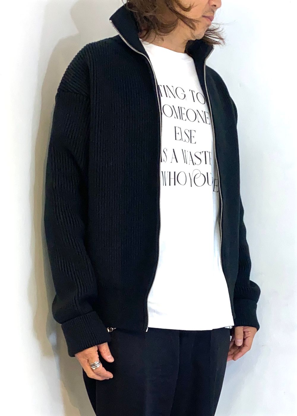 Heavyweight Trucker Knit Blouson (BLK) /  ドライバーズ ニットブルゾン