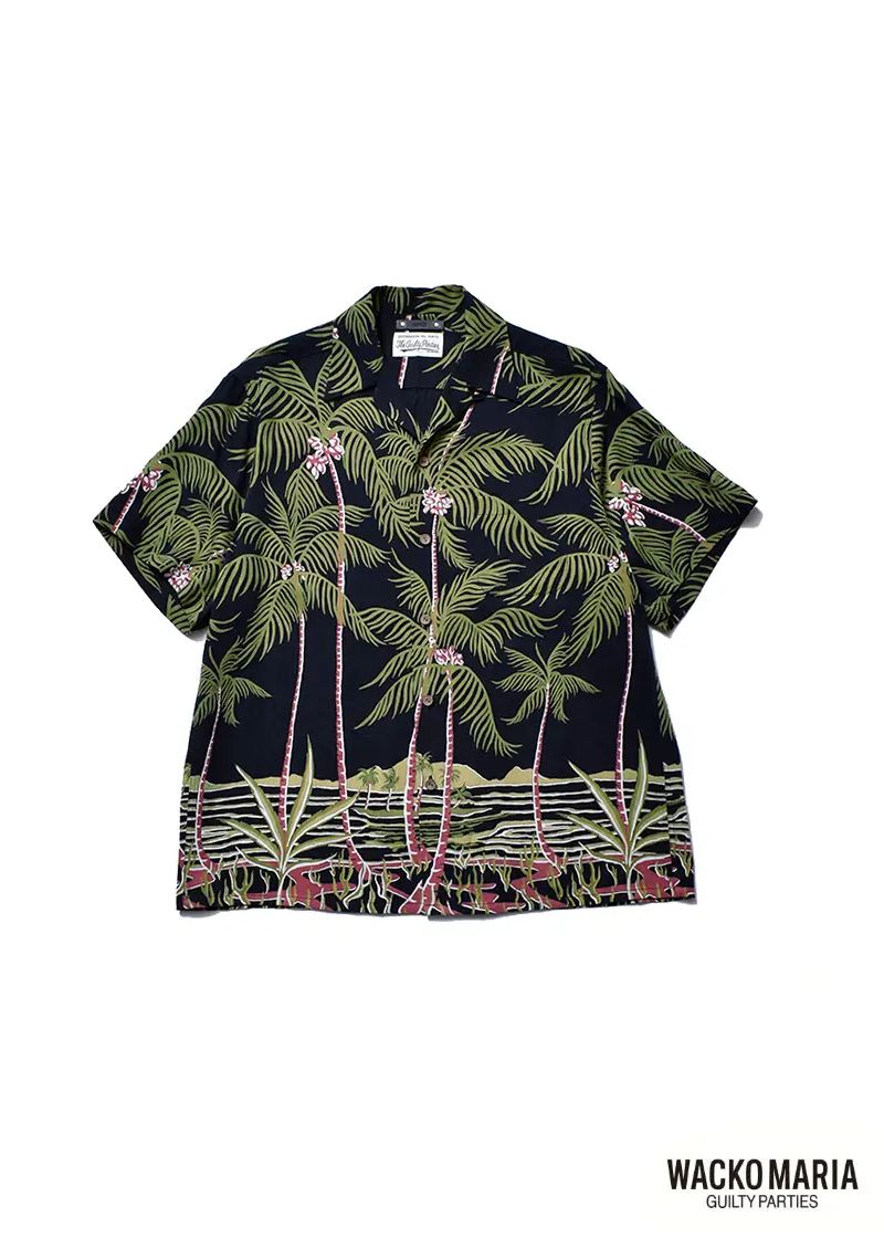× WACKOMARIA Palm tree Hawaiian SH (BLT) / ワコマリア コラボハワイアンシャツ