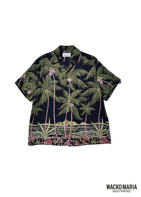× WACKOMARIA Palm tree Hawaiian SH (BLT) / ワコマリア コラボハワイアンシャツ