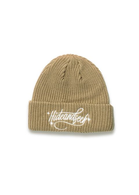 Cursive Logo Knit CAP (BEIGE) / ロゴ刺繍 ニットキャップ