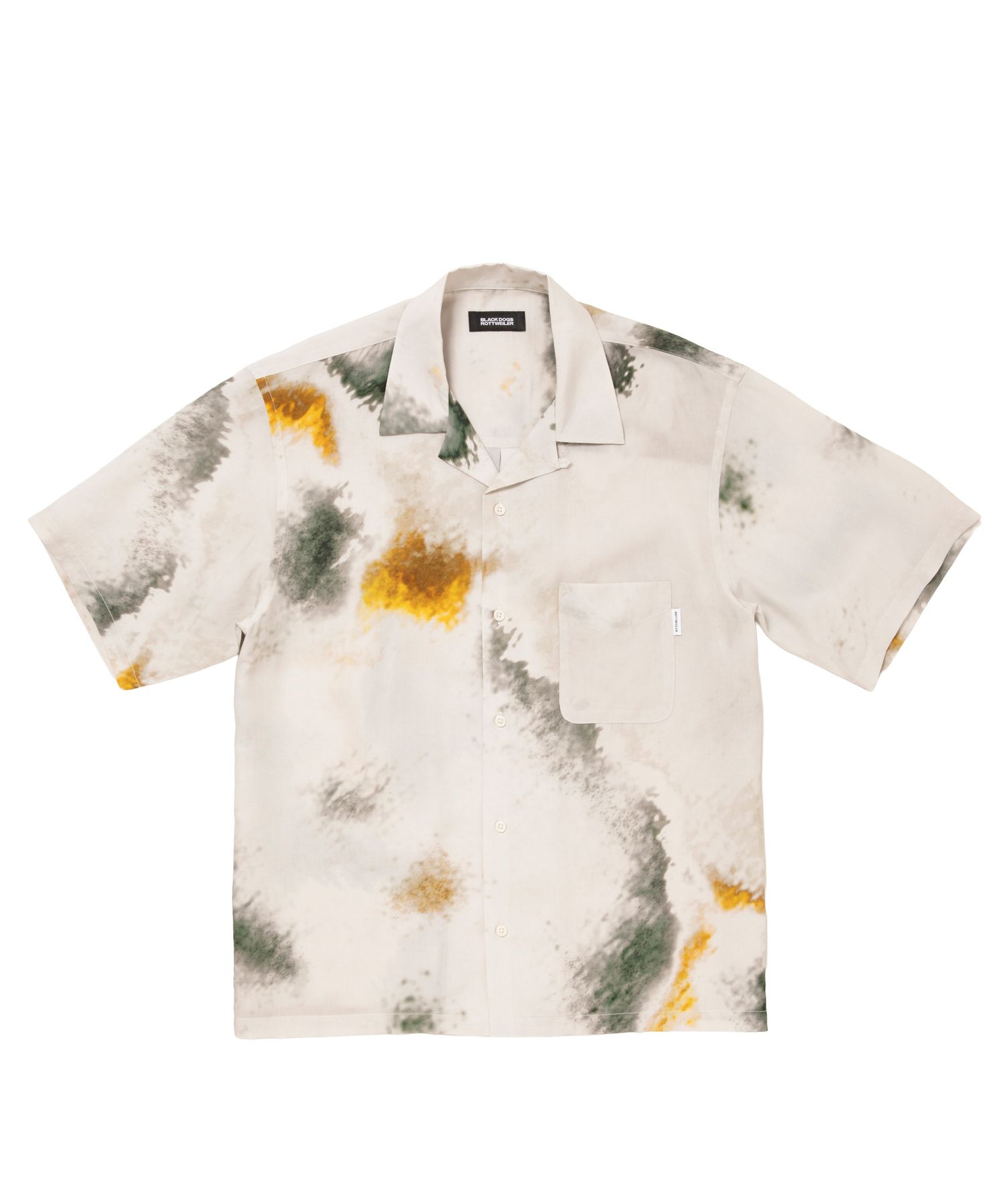 R9 PAINTED SS SHIRT (BEIGE) / オリジナル プリント オープンカラー シャツ