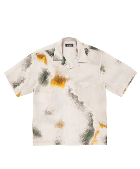R9 PAINTED SS SHIRT (BEIGE) / オリジナル プリント オープンカラー シャツ