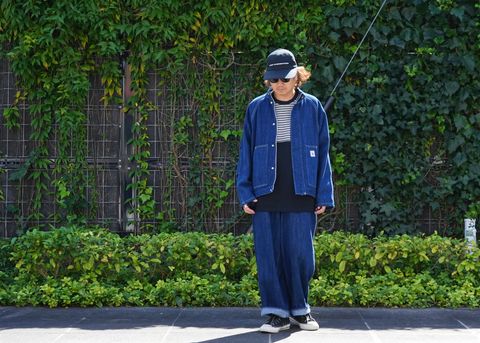 ワークテイスト溢れるデニムセットアップスタイル