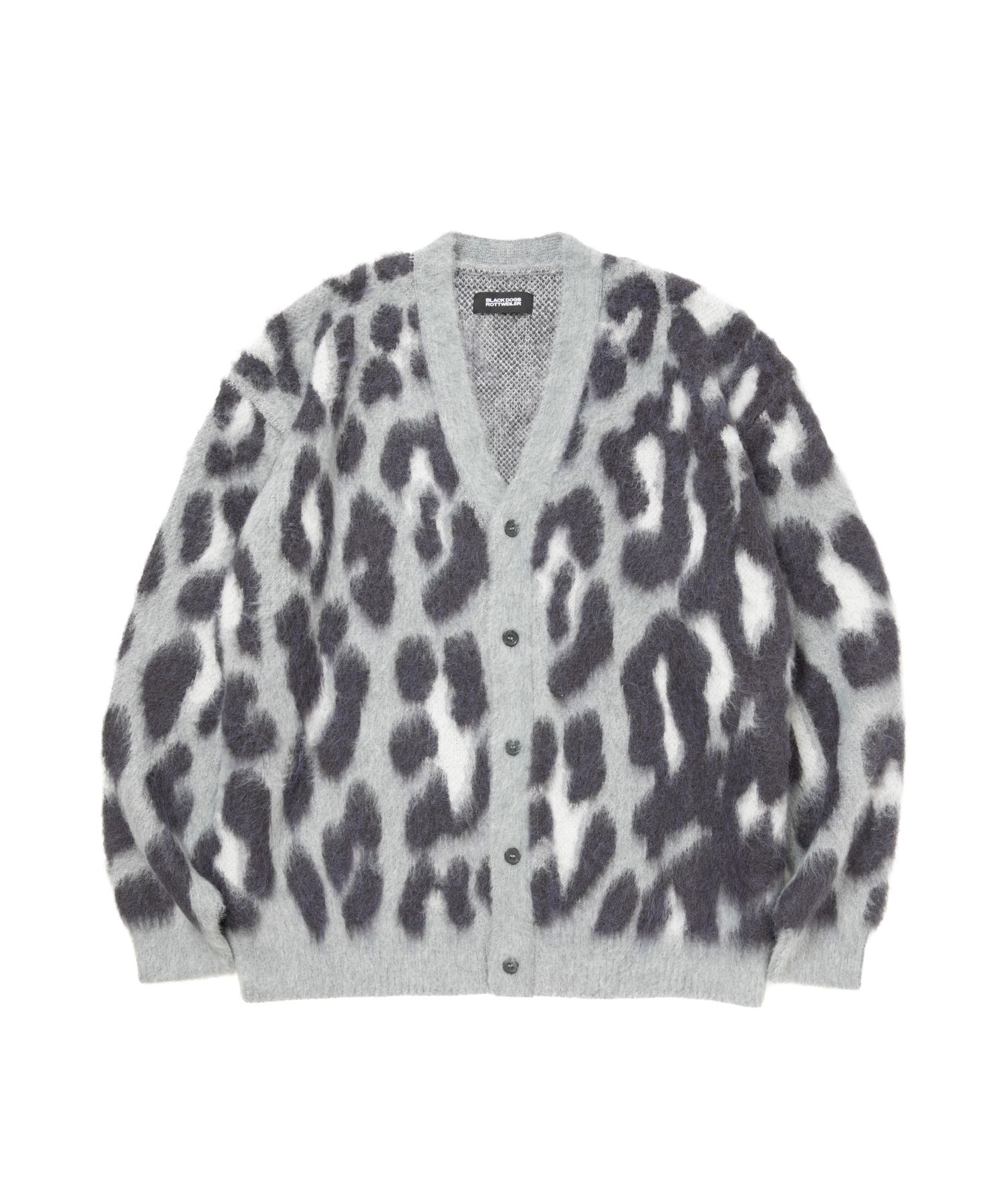 LEOPARD CARDIGAN (GRAY) / オリジナル レオパード柄 モヘア カーディガン