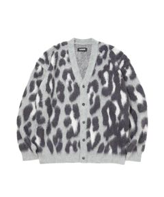 LEOPARD CARDIGAN (GRAY) / オリジナル レオパード柄 モヘア カーディガン