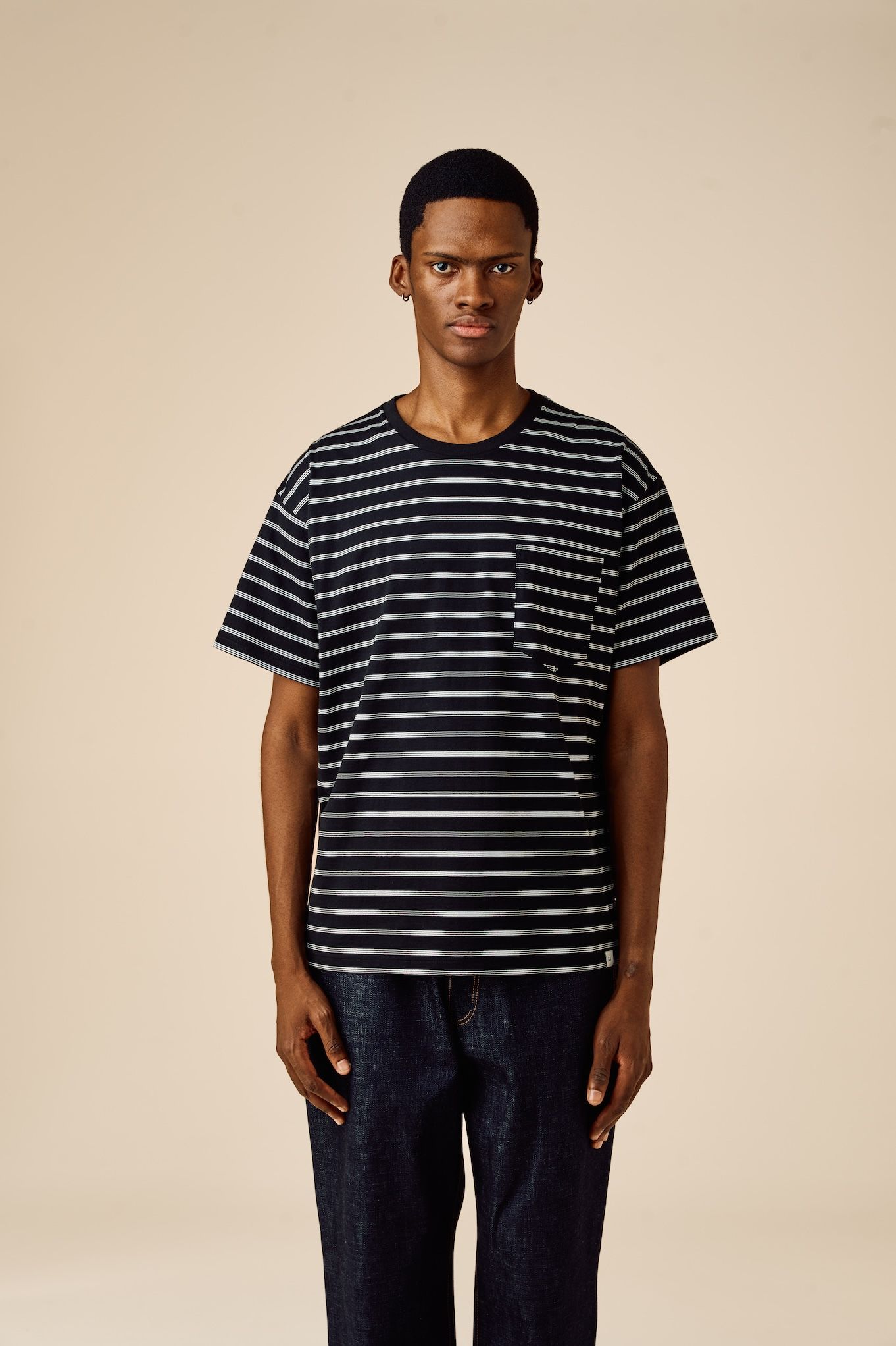 S/S POCKET T "GAZ" (BLACK) / ボーダー ポケット Tシャツ