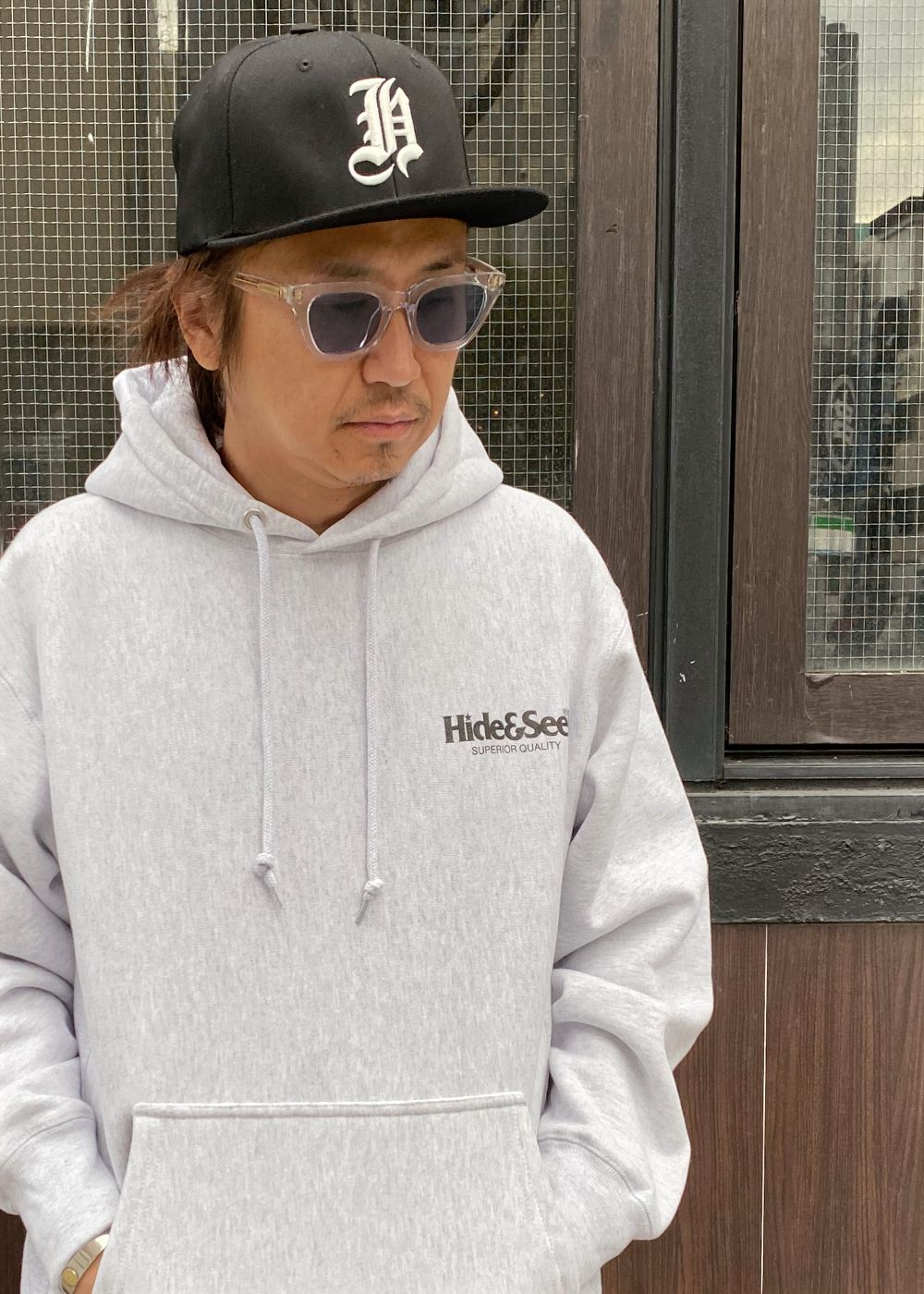 【ラスト1点】H Baseball CAP (BLACK) / 刺繍ロゴ ベースボールキャップ