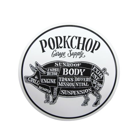 PORKCHOP CIRCLE STICKER (WHITE×BLACK) / ポークチョップ サークルステッカー
