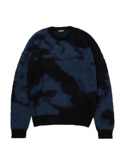 R9 PAINTED KNIT (BLUE) / クルーネック モヘアニット