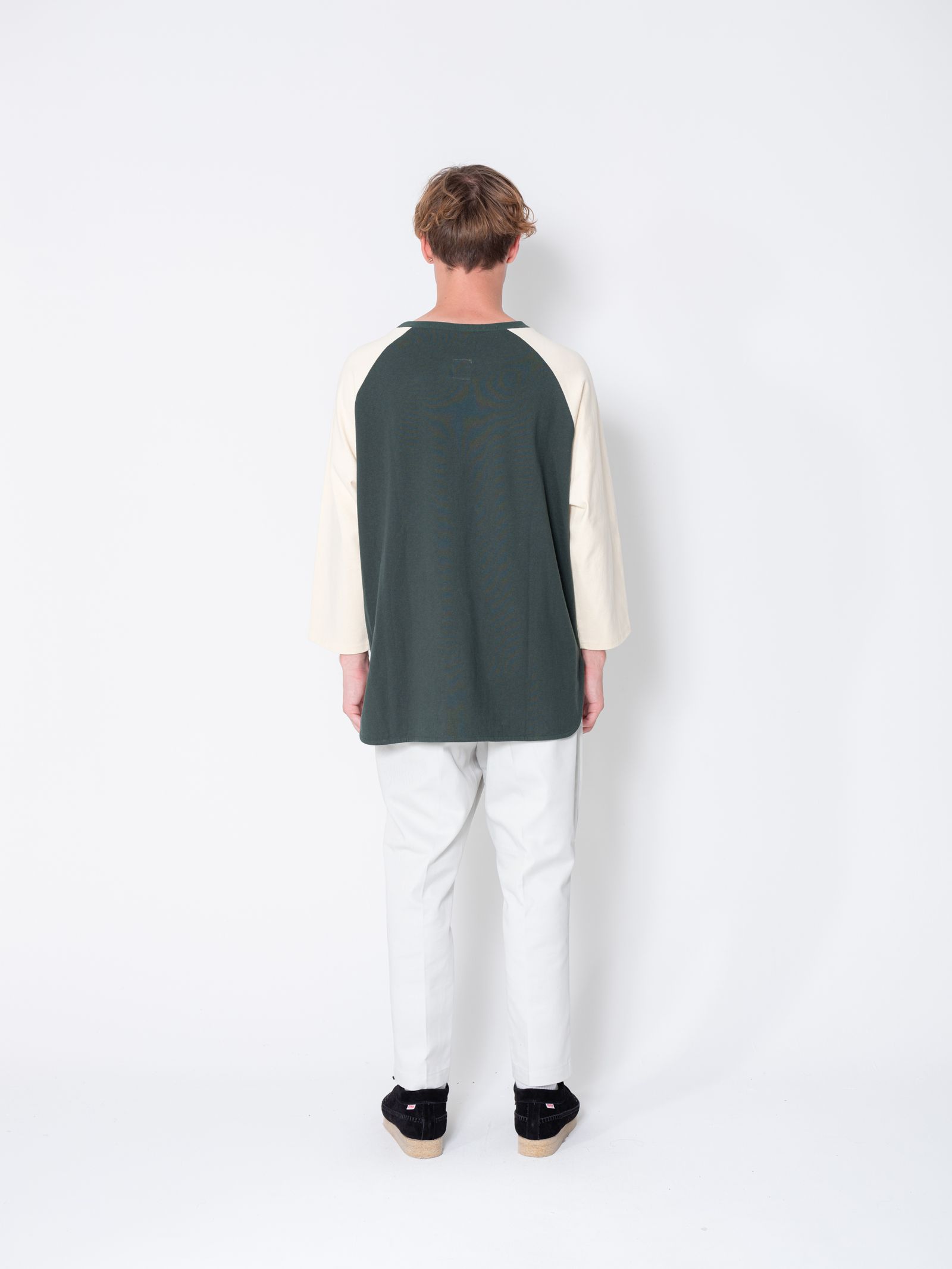 3/4 SLEEEVE BASEBALL TEE "BABE" (GREEN) / グッドウェア コラボ ベースボールTee