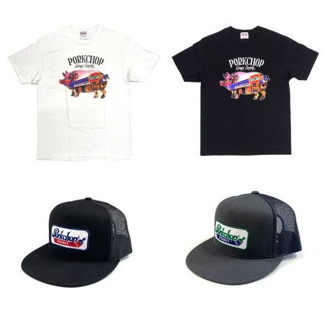 PORKCHOP GARAGE SUPPLY 新作販売告知 / 夏らしく仕上げたプリントtee&暑い中でも快適なメッシュキャップ。