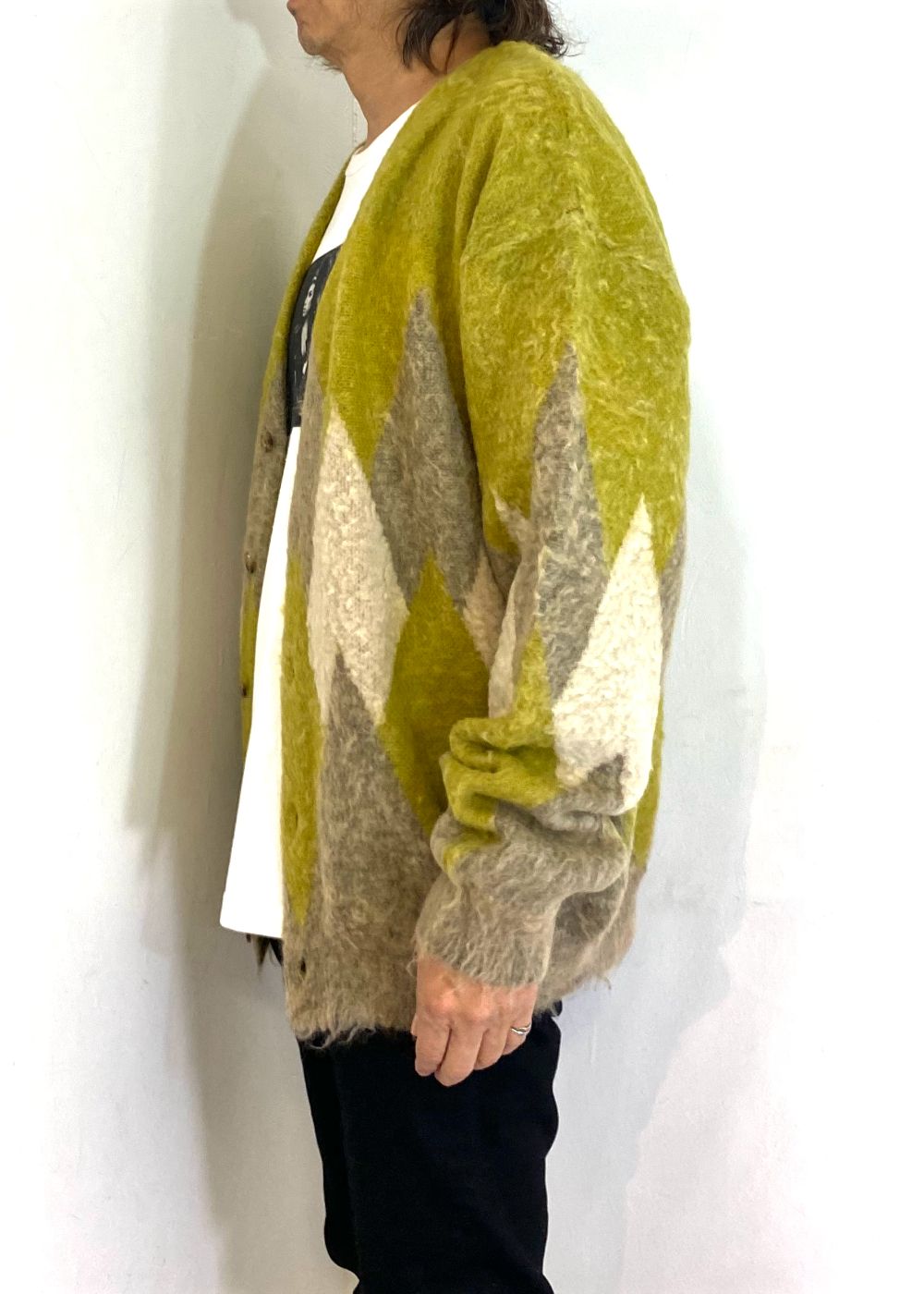 Mohair Argyle Knit Cardigan (YPT) /  アーガイル モヘアニット カーディガン