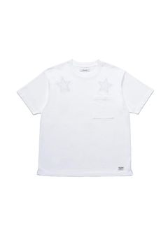 M&M CUSTOM PERFORMANCE × MINEDENIM Star Embroidery Pocket Tee (WHITE) / × M&M カスタムパフォーマンス  コラボ Tシャツ