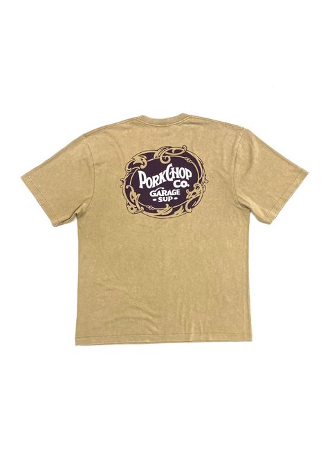 F LEAF LOGO TEE (FADE BEIGE) / リーフ ロゴ Tシャツ