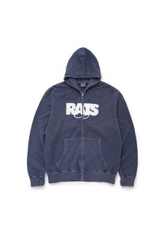 PIGMENT DYED ZIP HOODIE (NAVY) / ピグメントダイ ジップ スウェット パーカー