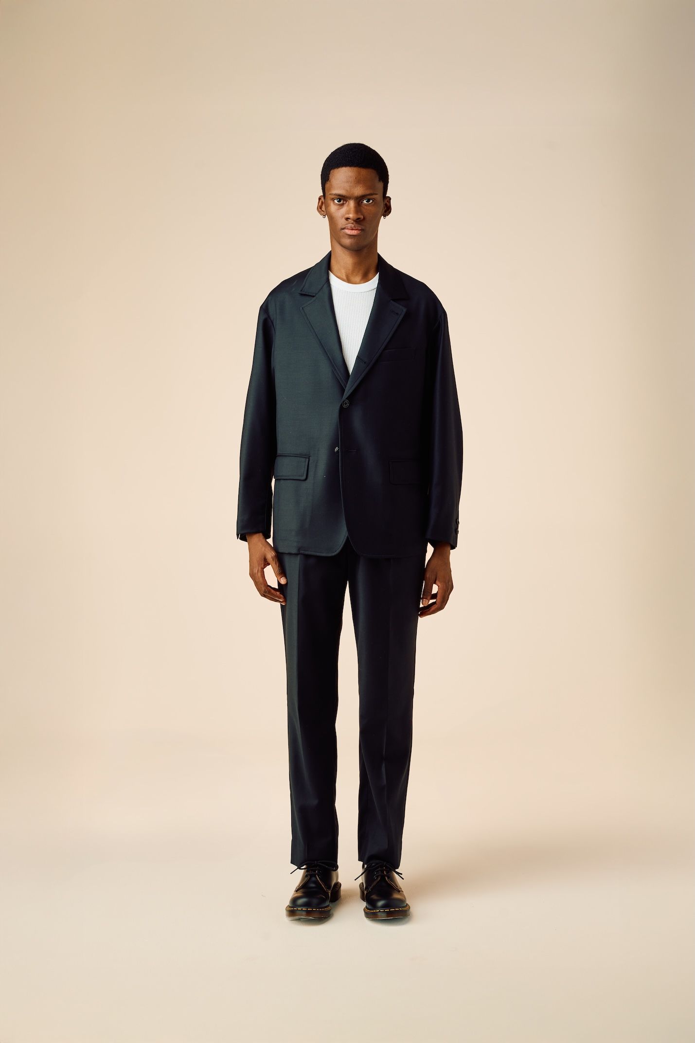 10L WOOL SILK PANTS "THUNDERS" (BLACK) / ウールシルク スラックス