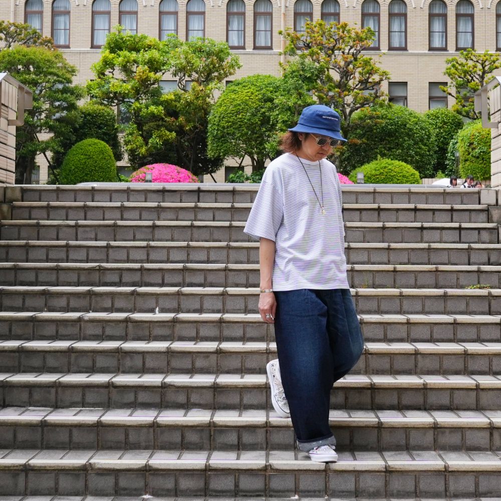 【ラスト1点】Micro Border Loose Crewneck T-SH (WPT) / オリジナル ボーダー ワイド Tシャツ