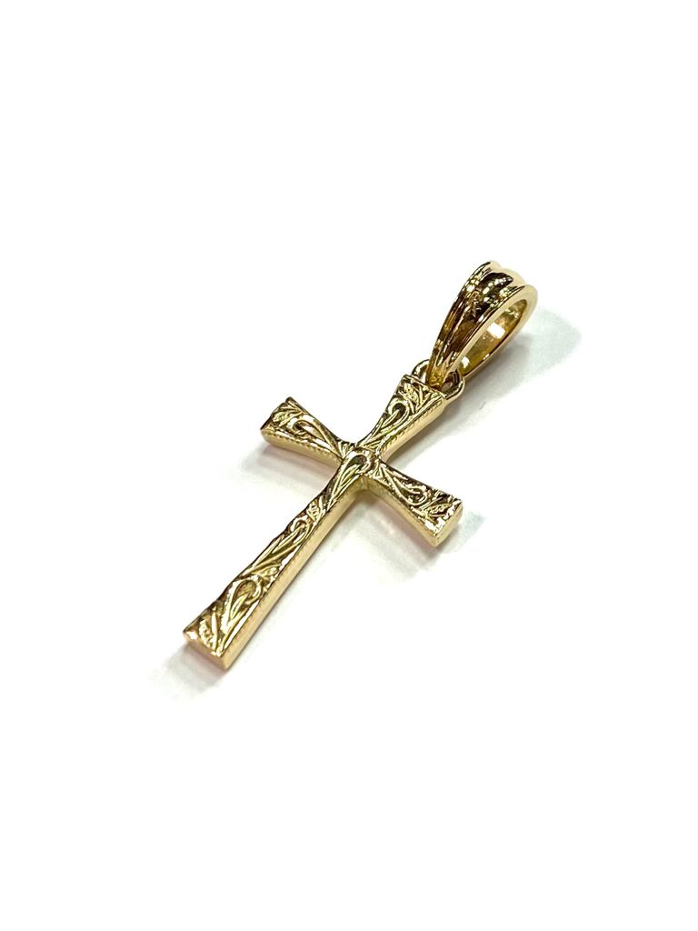 ANTIDOTE BUYERS CLUB - ENGRAVED TINY CROSS PENDANT (GOLD 