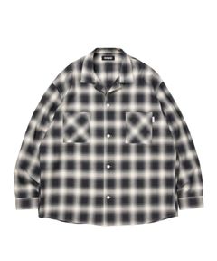R9 OMBRE CHECK SHIRT (BLACK) / オンブレチェック オープン カラー シャツ