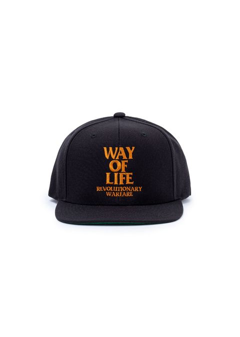 EMBROIDERY CAP "WAY OF LIFE" (BLACK×MARIGOLD) / ロゴ刺繍ベースボールキャップ