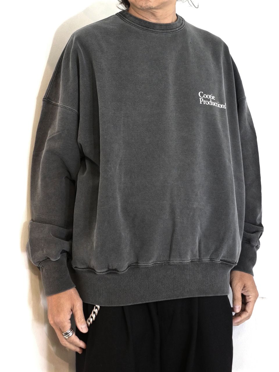 COOTIE PRODUCTIONS - Pigment Dyed Open End Yarn Sweat Crew (BLACK) / ピグメントダイ  スウェット | LOOPHOLE