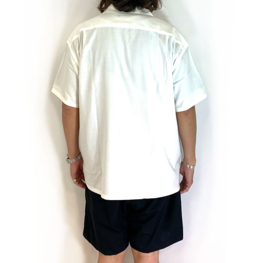 × MIHO MURAKAMI EMBROIDERY SH (WHITE) / ×MIHO MURAKAMI コラボ レーヨン オープンカラー シャツ
