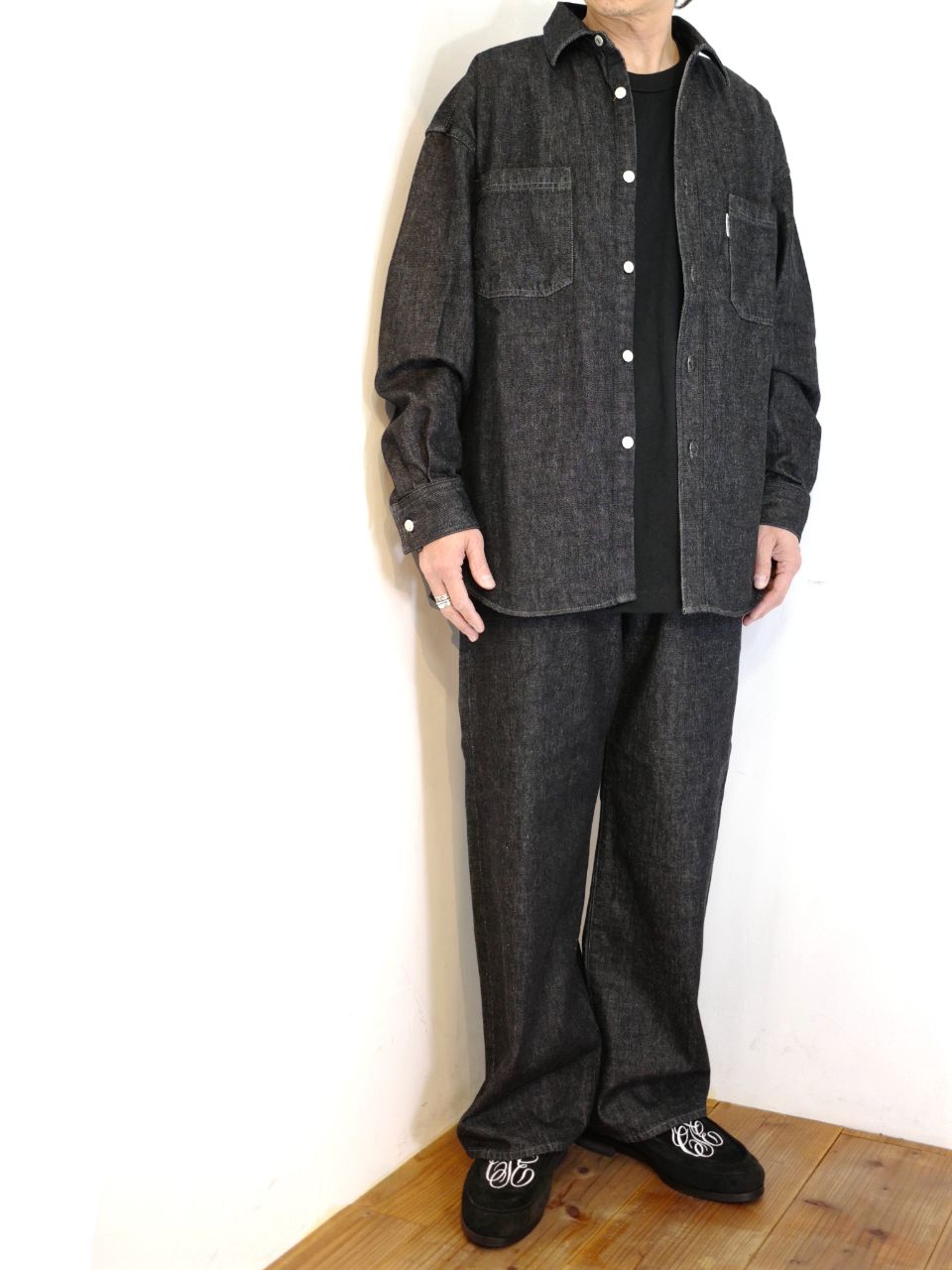 COOTIE PRODUCTIONS - Denim Work Shirt (BLACK 1 WASH) / デニム