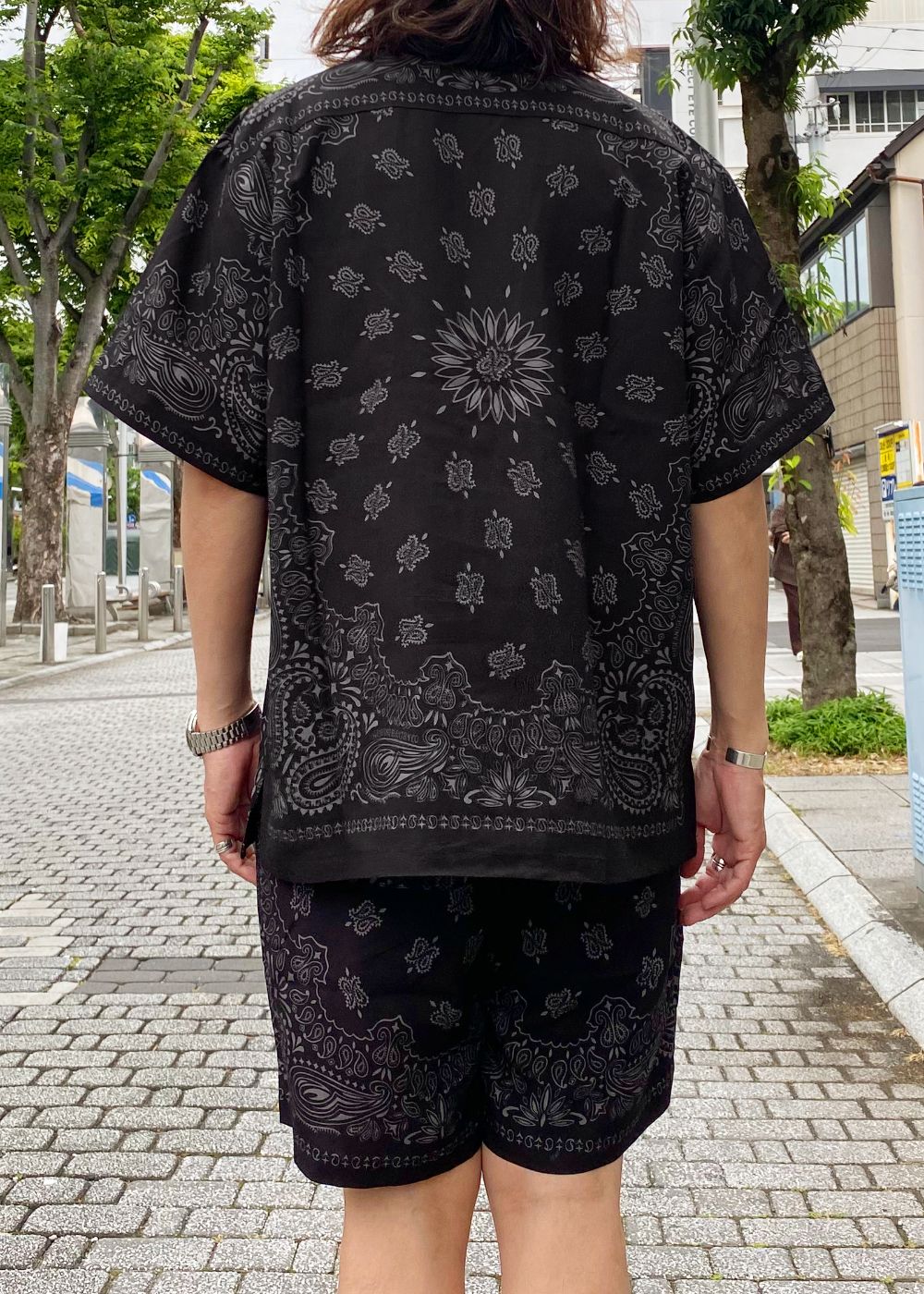Bandana S/S Shirt (BLACK) / オリジナル バンダナ オープンカラー シャツ / セットアップ可能