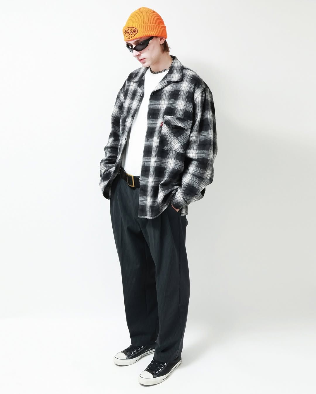 Ombre Check L/S Shirt (BLACK) / オンブレ チェック シャツ