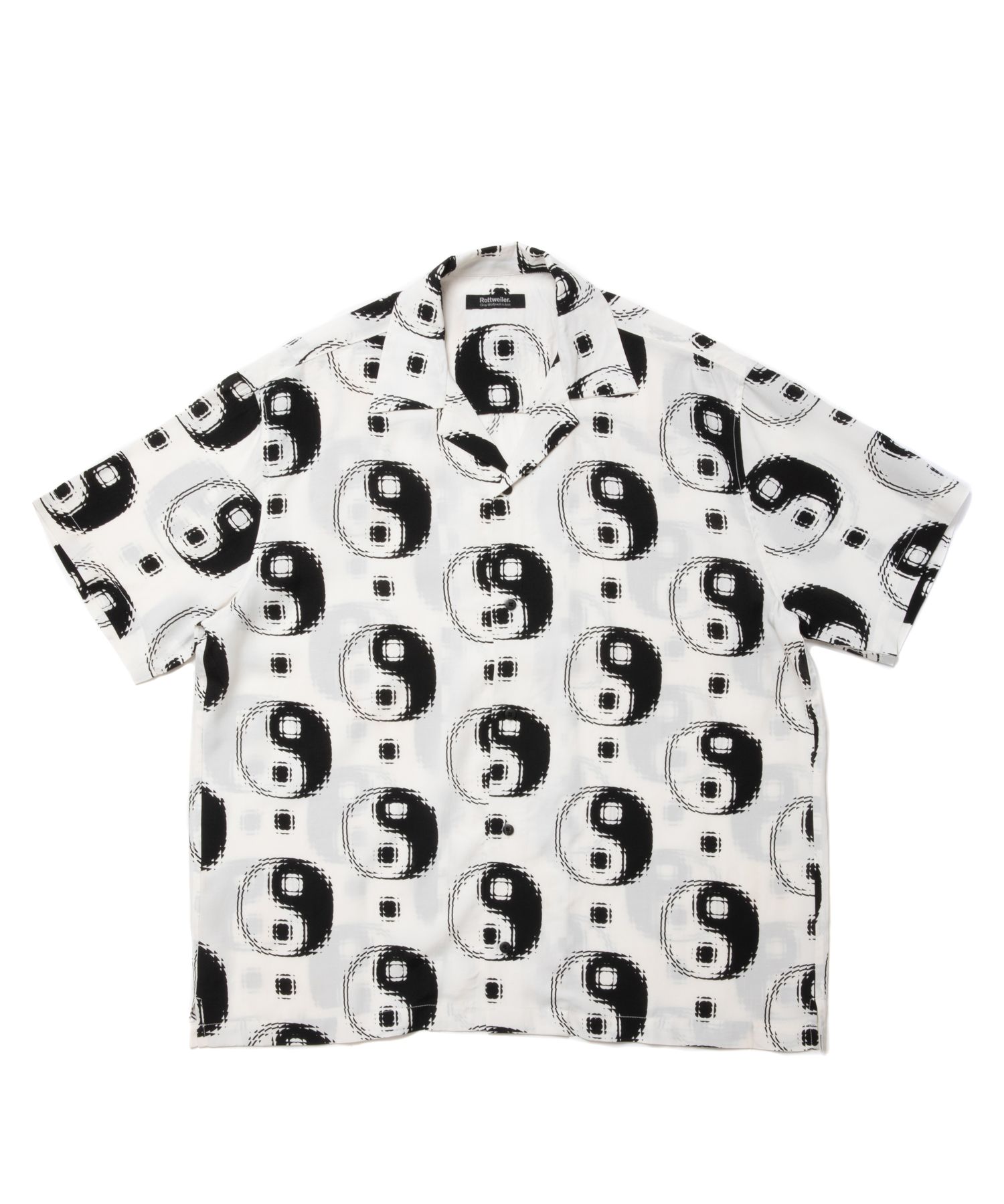 ROTTWEILER - R9 YIN-YANG S/S SHIRT (WHITE) / 陰陽柄 オープンカラー