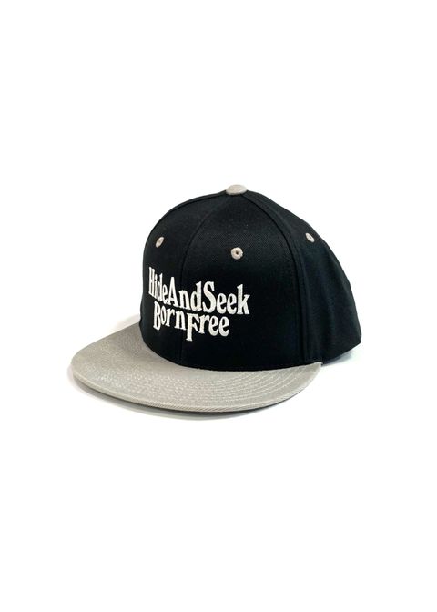 Born Free Baseball Cap (BLACK/GRAY) / 刺繍ロゴ ベースボールキャップ