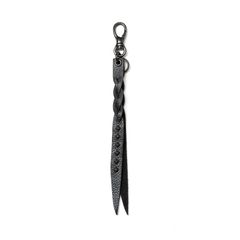 【ラスト1点】STUDS & KNITTING LEATHER SHORT KEY RING ＜TYPE A＞ (BLACK/BLACK) / スタッズ レザー キーリング