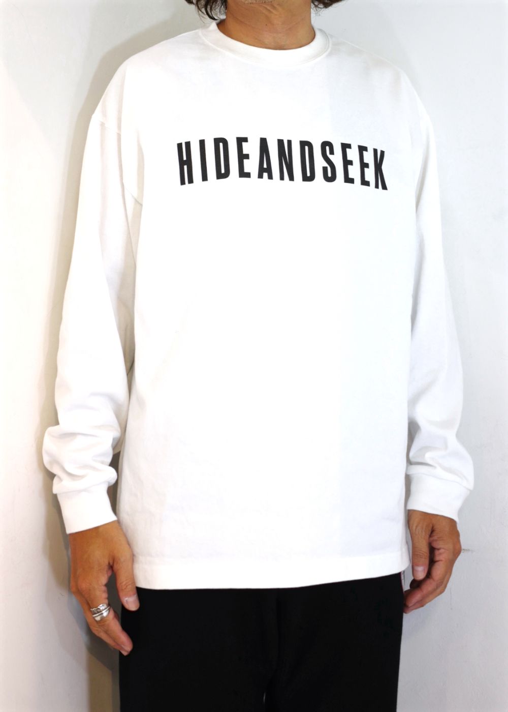 HIDE AND SEEK - BORN FREE L/S TEE (WHITE) / ヘビーオンス