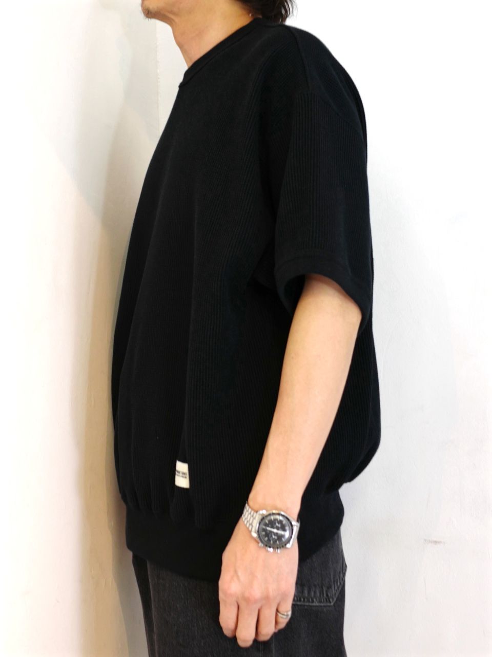 COOTIE Suvin Waffle S S Crew (Black) - ニット