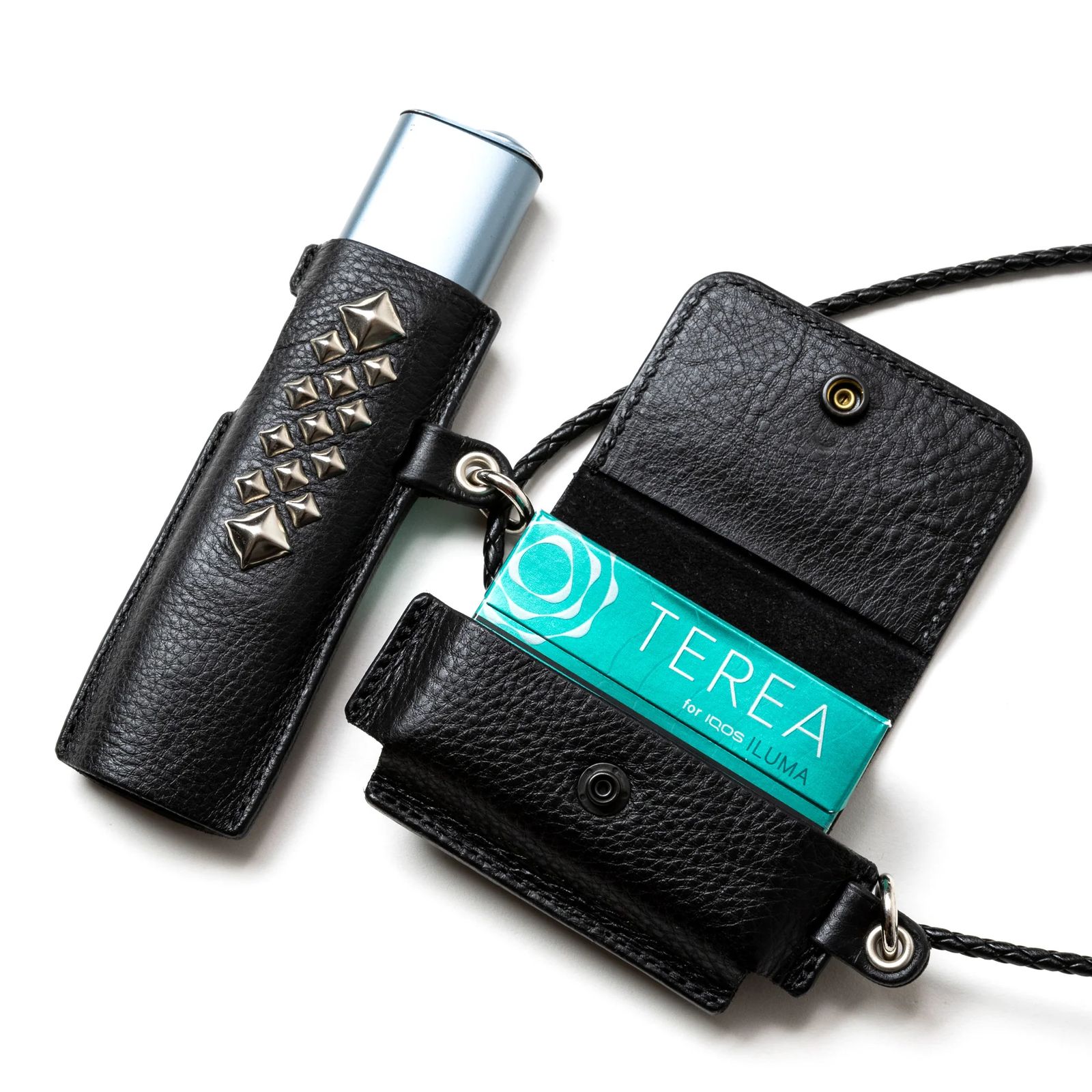 CALEE - STUDS LEATHER IQOS & HEAT STICK CASE (BLACK CALEE - STUDS LEATHER IQOS & HEAT STICK CASE (BLACK