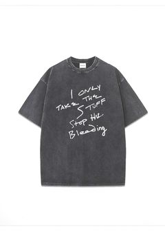 I only pigment tee (CHARCOAL GRAY) / プリント ピグメント Tシャツ