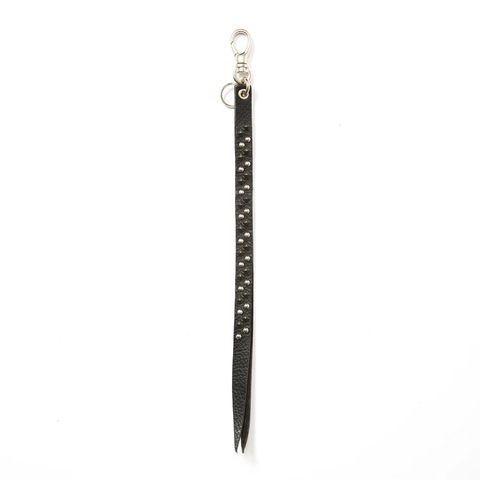 ROUND & PYRAMID STUDS LEATHER LONG KEY RING (BLACK) / スタッズ レザー キーリング ロング バージョン