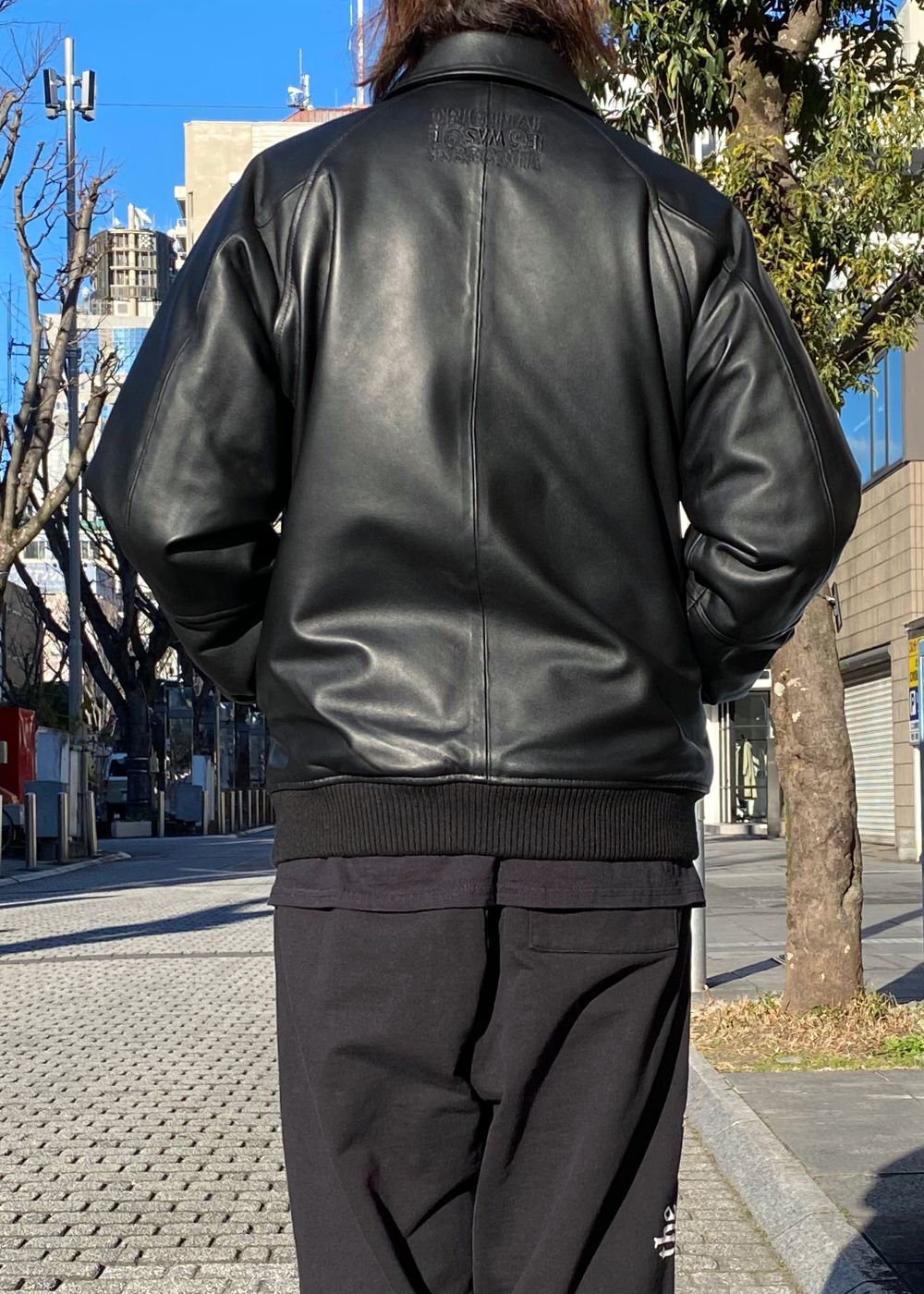 Leather Varsity Jacket (BLACK/BLACK) / 西浦徹 コラボ レザー ジャケット