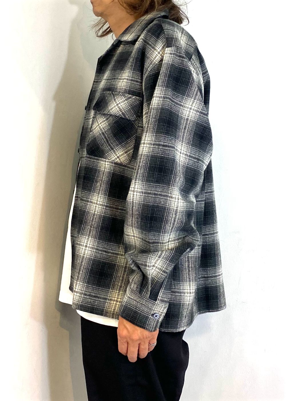 Ombre Check L/S Shirt (BLACK) / オンブレ チェック シャツ