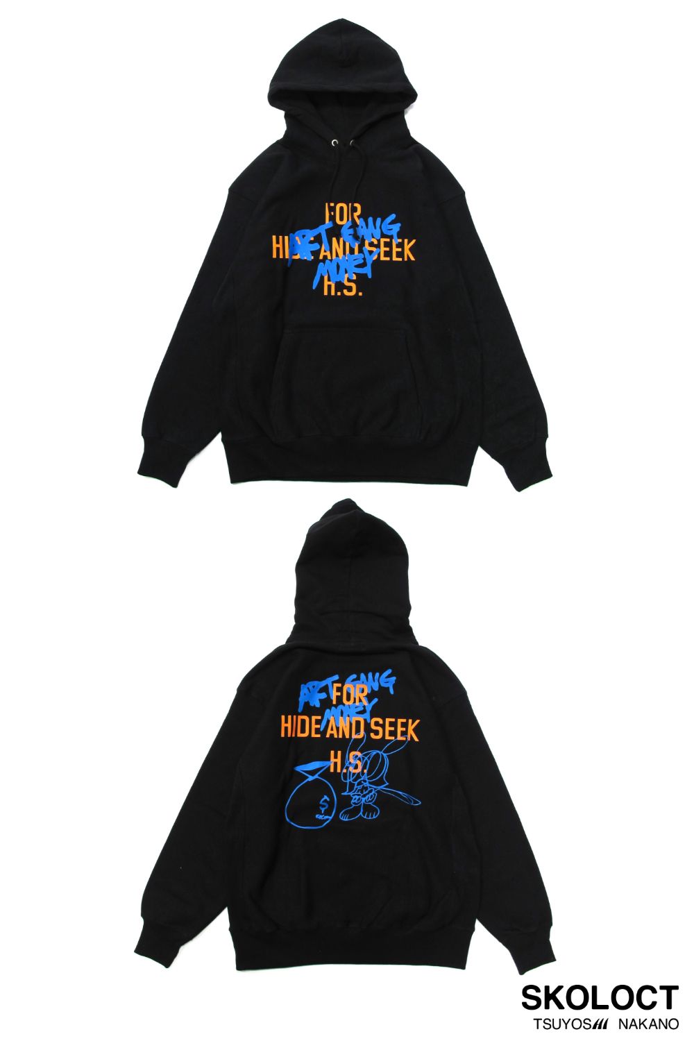 HIDE AND SEEK - ×SKOLOCT HOODED SWEATSHIRT (BLACK