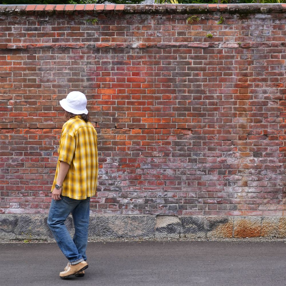 【ラスト1点】Rayon Dobby Plaid S.S Open Collar SH (YPT) / オンブレチェック オープンカラーシャツ