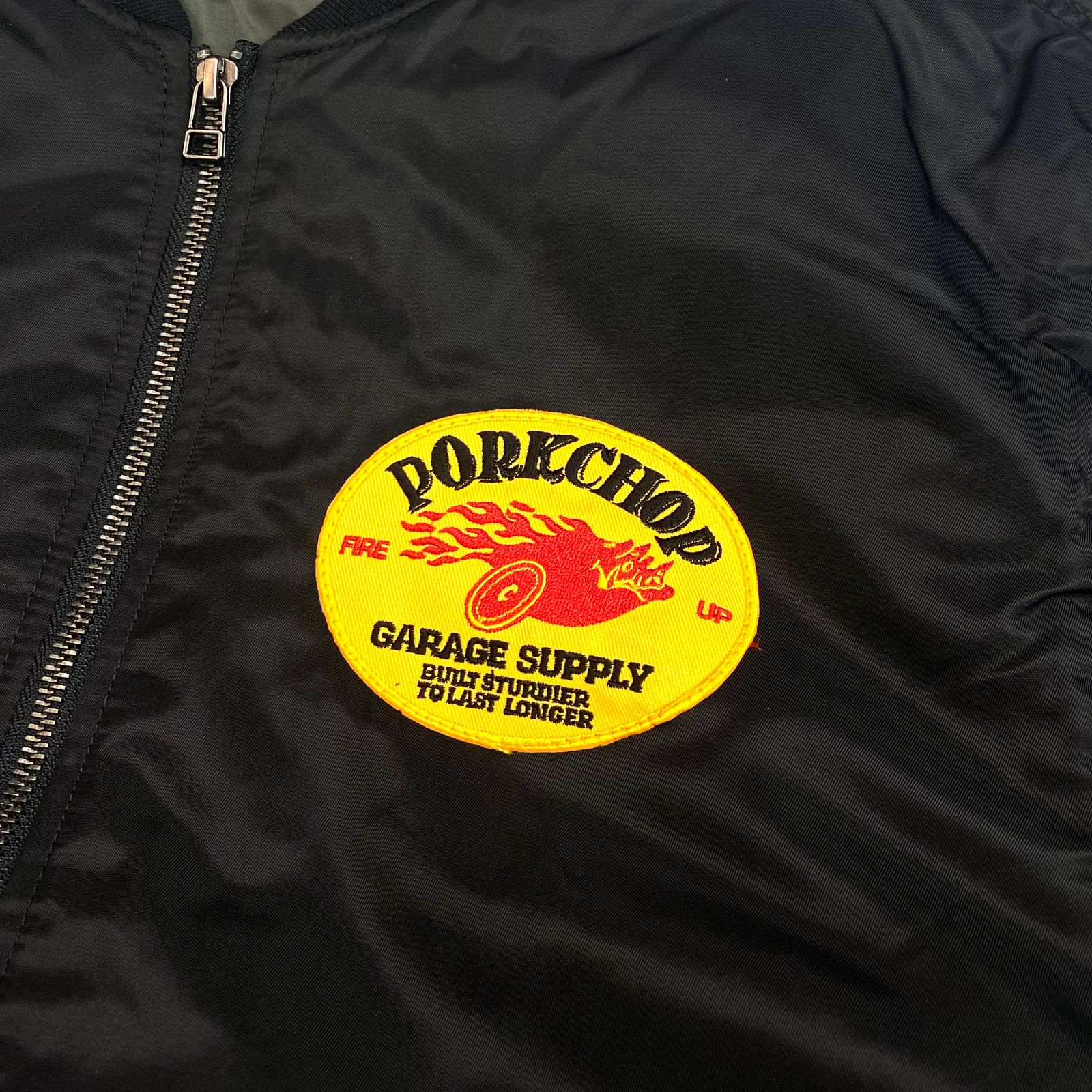 【ラスト1点】FIRE UP MA-1 JACKET  (BLACK) / ワッペン MA-1