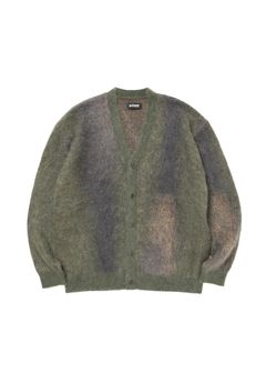PATERNED CARDIGAN (GREEN) / オリジナル パターン柄 モヘア カーディガン