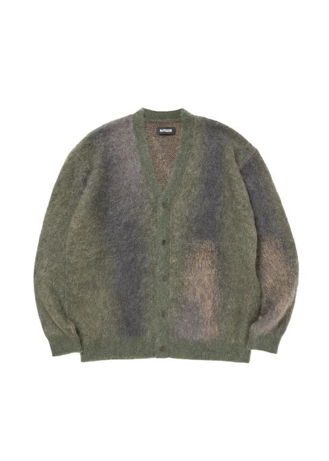 【ラスト1点】PATERNED CARDIGAN (GREEN) / オリジナル パターン柄 モヘア カーディガン